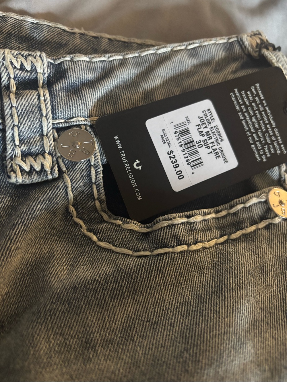 True Religion Joey Mr Flare flap jeans nwt - Picture 9 of 9